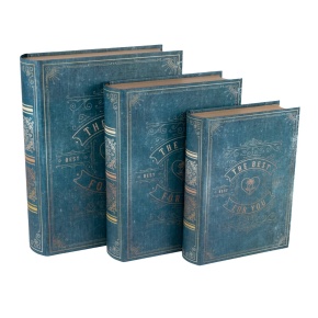 Набор коробок подарочных Книга 3шт., 29х24хН7,3см, синий в интернет-магазине флористических аксессуаров Азалия Декор