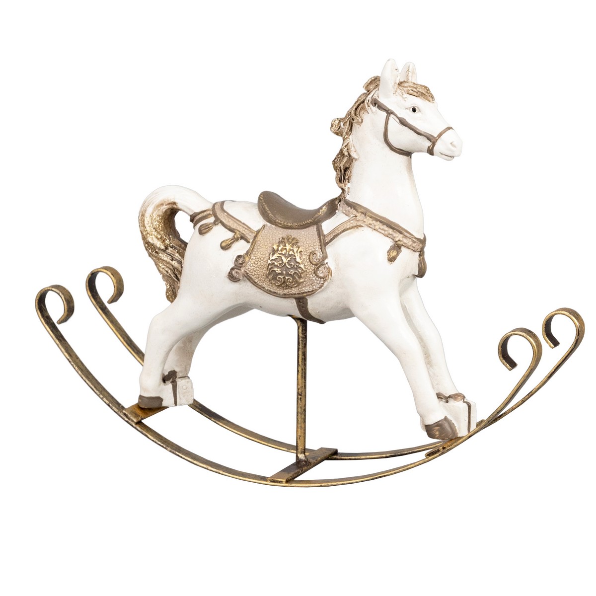 Сувенир Лошадка (полирезин), Н18х21х5,5см, белый/шампань в интернет-магазине флористических аксессуаров Азалия Декор
