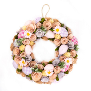 Венок пасхальный с яйцами, D34см, сиреневый в интернет-магазине флористических аксессуаров Азалия Декор