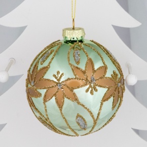 Украшение подвесное Шар (стекло), D10см, зеленый в интернет-магазине флористических аксессуаров Азалия Декор