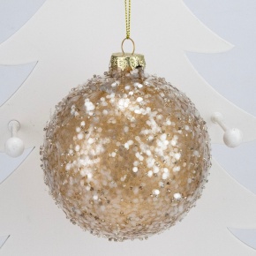 Украшение подвесное Шар (стекло), D10см, золотой в интернет-магазине флористических аксессуаров Азалия Декор