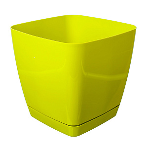 Цв. горшок с поддоном Toscana квадратный (пластик), 19xH18,5см, фист. в интернет-магазине флористических аксессуаров Азалия Декор