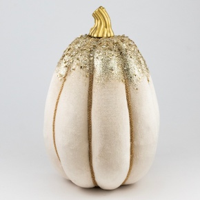 Сувенир Тыква (пенопласт/текстиль), H30хD19см, кремовый в интернет-магазине флористических аксессуаров Азалия Декор