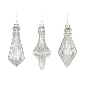 Украшение подвесное (стекло), Н16х6,5см, серебряный в интернет-магазине флористических аксессуаров Азалия Декор