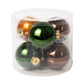 Набор шаров 6шт. в тубе (стекло), D8см, в асс.,кор./зел. в интернет-магазине флористических аксессуаров Азалия Декор