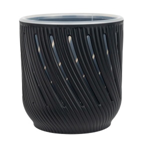 Кашпо Флер со вставкой (пластик), D17xH17,5см, 3,1л, антрацитовый в интернет-магазине флористических аксессуаров Азалия Декор