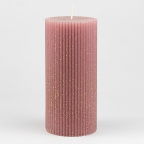 Свеча-столбик ребристая, H13xD7см, розовый в интернет-магазине флористических аксессуаров Азалия Декор