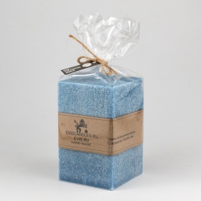 Свеча-квадрат Йоркшир (40 часов, пальмовый воск), 7x7xH12см, голубой в интернет-магазине флористических аксессуаров Азалия Декор