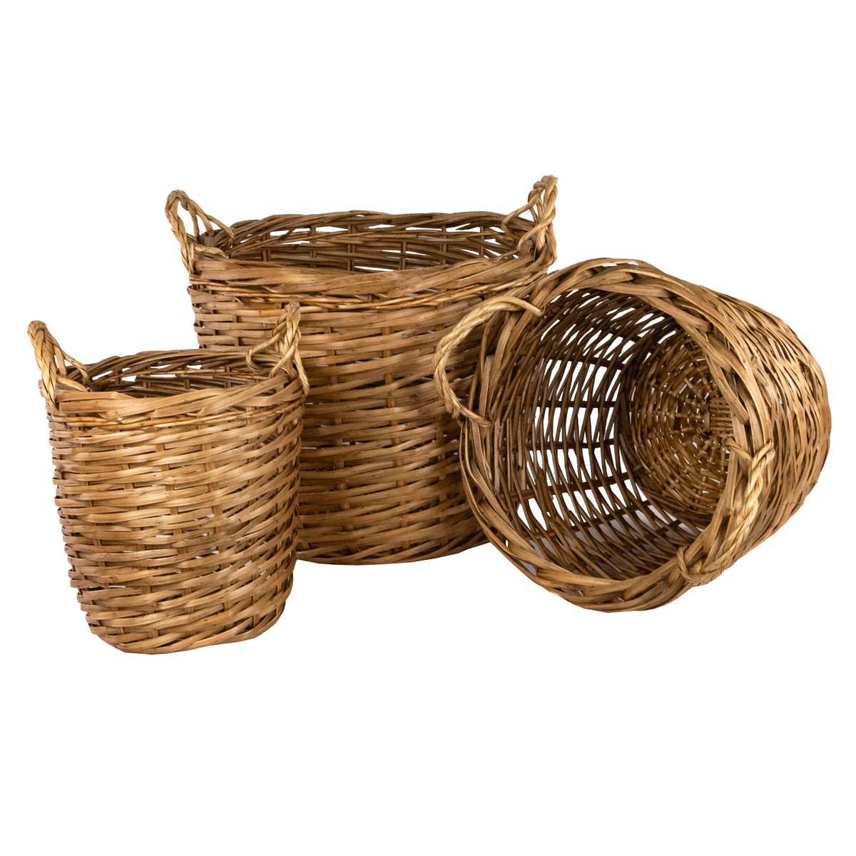 Набор корзин плетеных 3шт. (ива), D45xH37см, натуральный в интернет-магазине флористических аксессуаров Азалия Декор