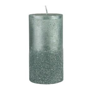 Свеча-столбик с глиттером, H13xD7см, мятный в интернет-магазине флористических аксессуаров Азалия Декор
