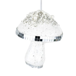 Украшение подвесное Гриб, Н13х10х10см, белый в интернет-магазине флористических аксессуаров Азалия Декор