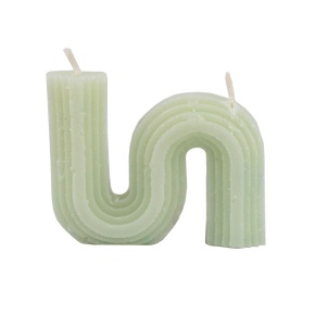 Свеча Зигзаг (5 часов), 9xH7см, мятный в интернет-магазине флористических аксессуаров Азалия Декор