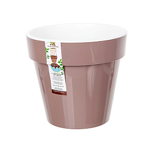 Кашпо Порто со вставкой (пластик), D20хH19см, 3,5л,  мокко в интернет-магазине флористических аксессуаров Азалия Декор