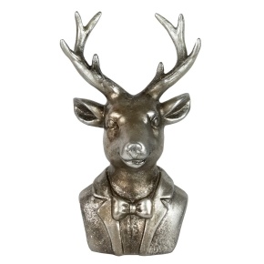 Сувенир Олень (полирезин), Н24,5х14,5х11,5см, серебряный в интернет-магазине флористических аксессуаров Азалия Декор