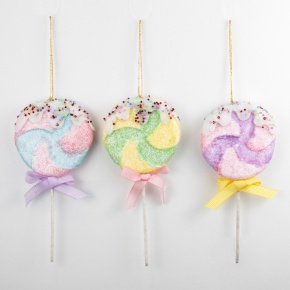 Украшение подвесное Леденец, Н19х8,5х2см, цв. в асс. в интернет-магазине флористических аксессуаров Азалия Декор