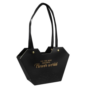 Пакет для цветов водостойкий Сердце (крафт), 23х9х15см (в уп. 10шт.), черный в интернет-магазине флористических аксессуаров Азалия Декор