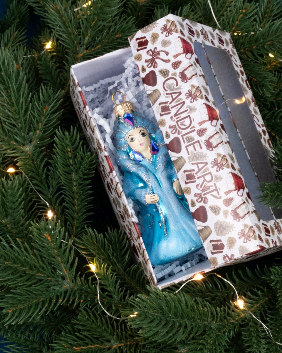 Украшение подвесное Снежная королева (стекло), Н10,3х5,6х6,2см, голубой в интернет-магазине флористических аксессуаров Азалия Декор