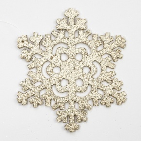 Украшение подвесное Снежинка с глиттером (дерево), 12х12см, шамп. в интернет-магазине флористических аксессуаров Азалия Декор