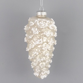 Украшение подвесное Шишка (стекло), Н13,5х5,5х5,5см, шампань в интернет-магазине флористических аксессуаров Азалия Декор