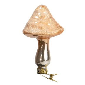 Сувенир Гриб на прищепке (стекло), Н11х6х5,5см, розовый в интернет-магазине флористических аксессуаров Азалия Декор