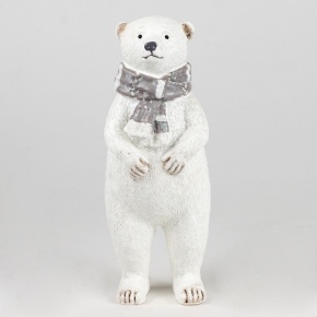 Сувенир Медвежонок с шарфом (полирезин), Н19,5х8х7,5см, белый в интернет-магазине флористических аксессуаров Азалия Декор