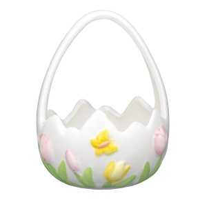 Корзинка декоративная (керамика), D12,5xH16см, белый в интернет-магазине флористических аксессуаров Азалия Декор