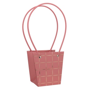 Пакет для цветов водостойкий (крафт), 13х9,5х15см (в уп. 10шт.), розовый/золотой в интернет-магазине флористических аксессуаров Азалия Декор