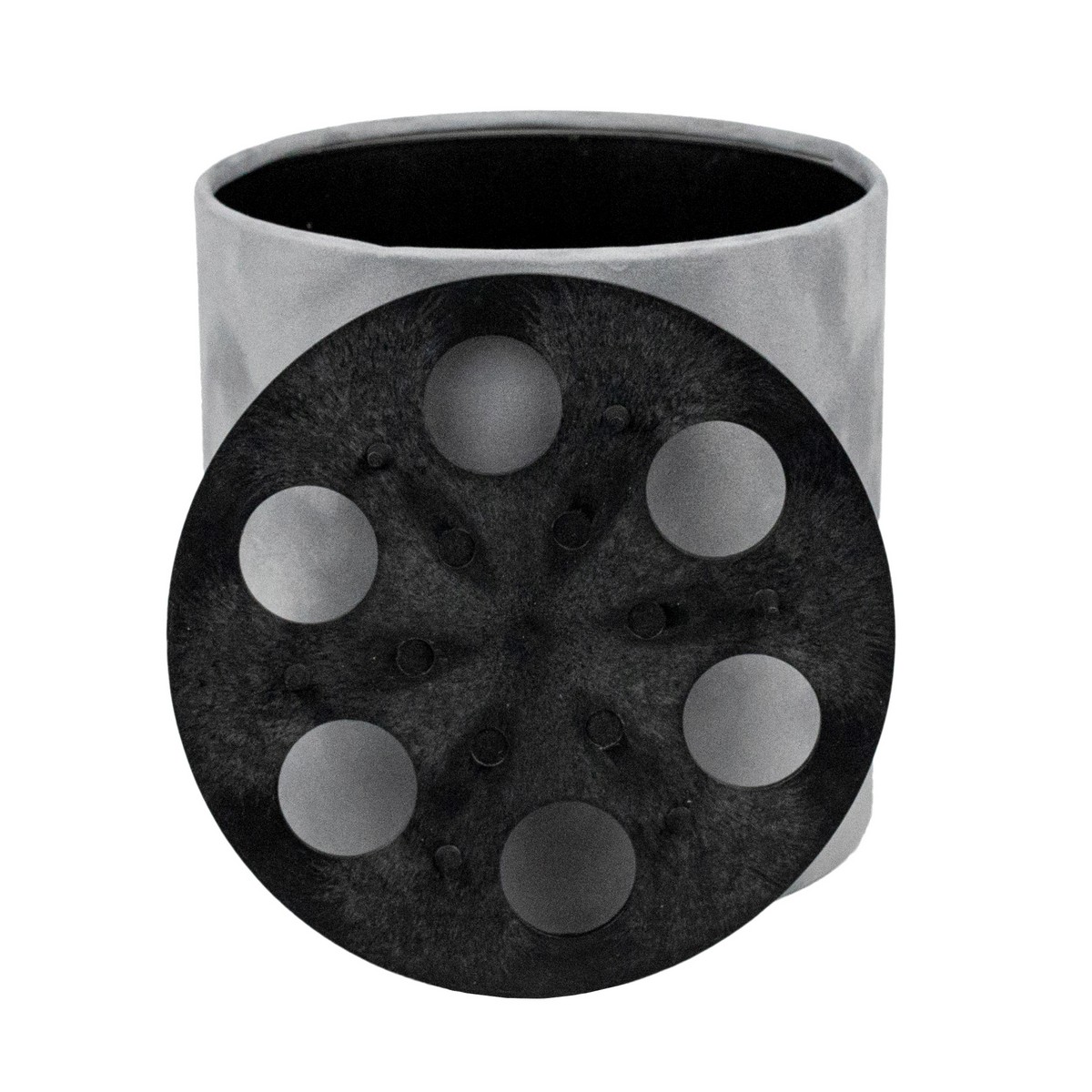 Коробка подарочная круглая без крышки Lockwet с пласт. вставкой (бархат), D16xH16 см, серый в интернет-магазине флористических аксессуаров Азалия Декор