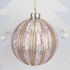 Украшение подвесное Шар (стекло), D10см, розовый в интернет-магазине флористических аксессуаров Азалия Декор