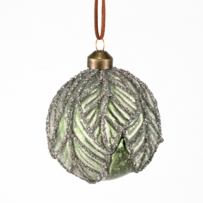 Украшение подвесное Шар (стекло), D8см, зеленый в интернет-магазине флористических аксессуаров Азалия Декор