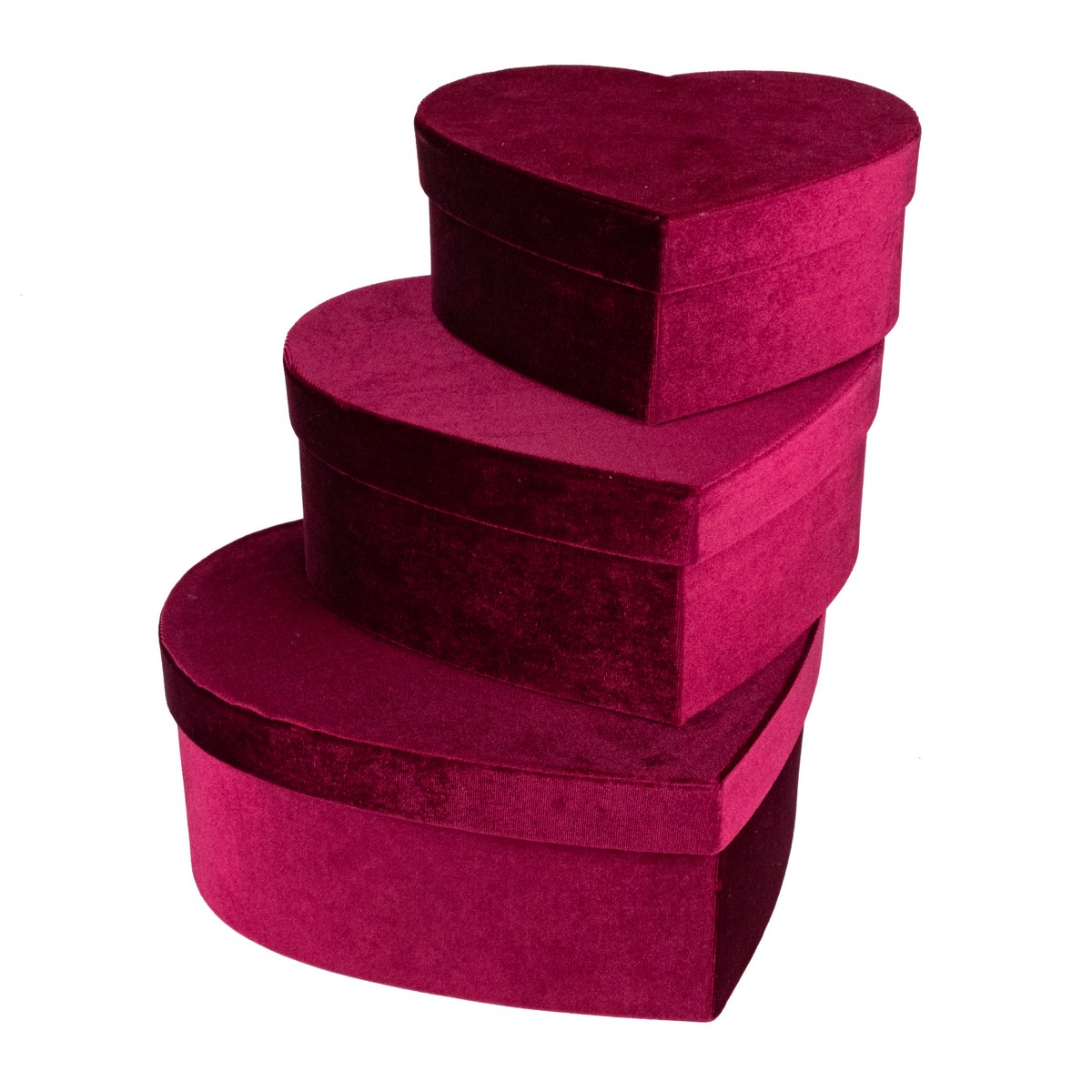 Набор коробок Сердце 3шт., 30х27,5х6,6см, бордовый в интернет-магазине флористических аксессуаров Азалия Декор