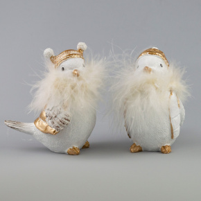 Сувенир Птичка (полирезин), H12x10,5x8см, в асс., белый/золотой в интернет-магазине флористических аксессуаров Азалия Декор