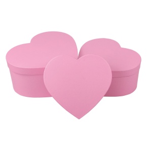 Набор коробок Сердце 3шт. (картон), 28,3x25,8xH13,5см, розовый в интернет-магазине флористических аксессуаров Азалия Декор