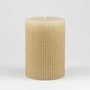 Свеча-столбик ребристая, H10xD7см, кремовый в интернет-магазине флористических аксессуаров Азалия Декор
