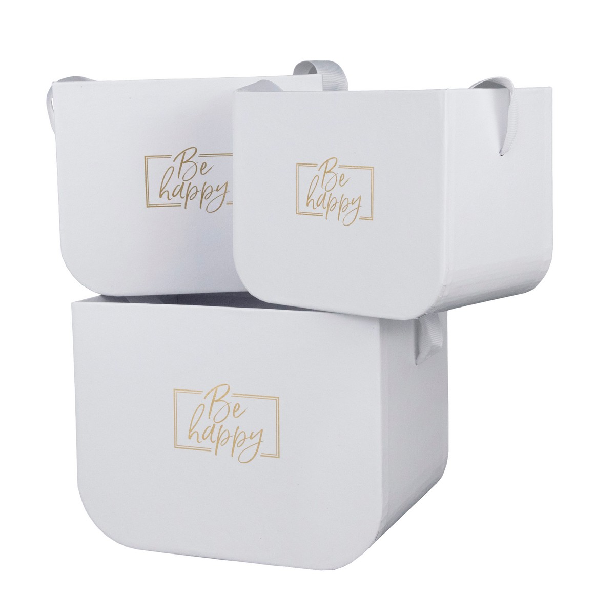 Набор коробок для цветов 3шт., 16,5х12хH12,5 см, белый в интернет-магазине флористических аксессуаров Азалия Декор