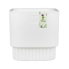 Кашпо со вставкой Бостон (пластик), 15,5x15,5xH14,5см, 2,5л, белый в интернет-магазине флористических аксессуаров Азалия Декор