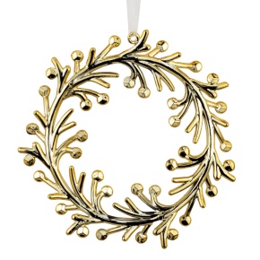 Украшение подвесное Веночек (пластик), 14х14см, золотой в интернет-магазине флористических аксессуаров Азалия Декор