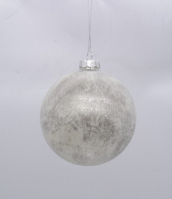 Украшение подвесное Шар (стекло), D10см, серебряный в интернет-магазине флористических аксессуаров Азалия Декор