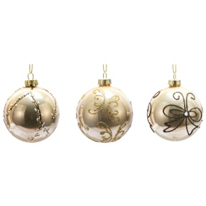 Украшение подвесное Шар (стекло), D8см, в асс., шампань в интернет-магазине флористических аксессуаров Азалия Декор