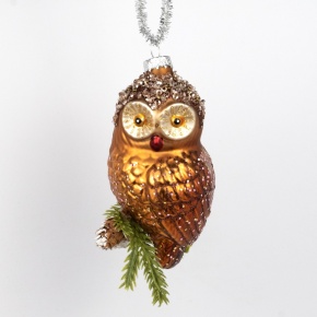 Украшение подвесное Сова (стекло), Н10х5,5см, бронзовый в интернет-магазине флористических аксессуаров Азалия Декор