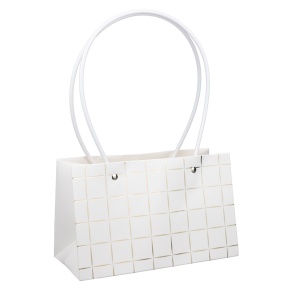 Пакет для цветов водостойкий (крафт),  22х11х14см (в уп. 10шт.), белый/золотой в интернет-магазине флористических аксессуаров Азалия Декор