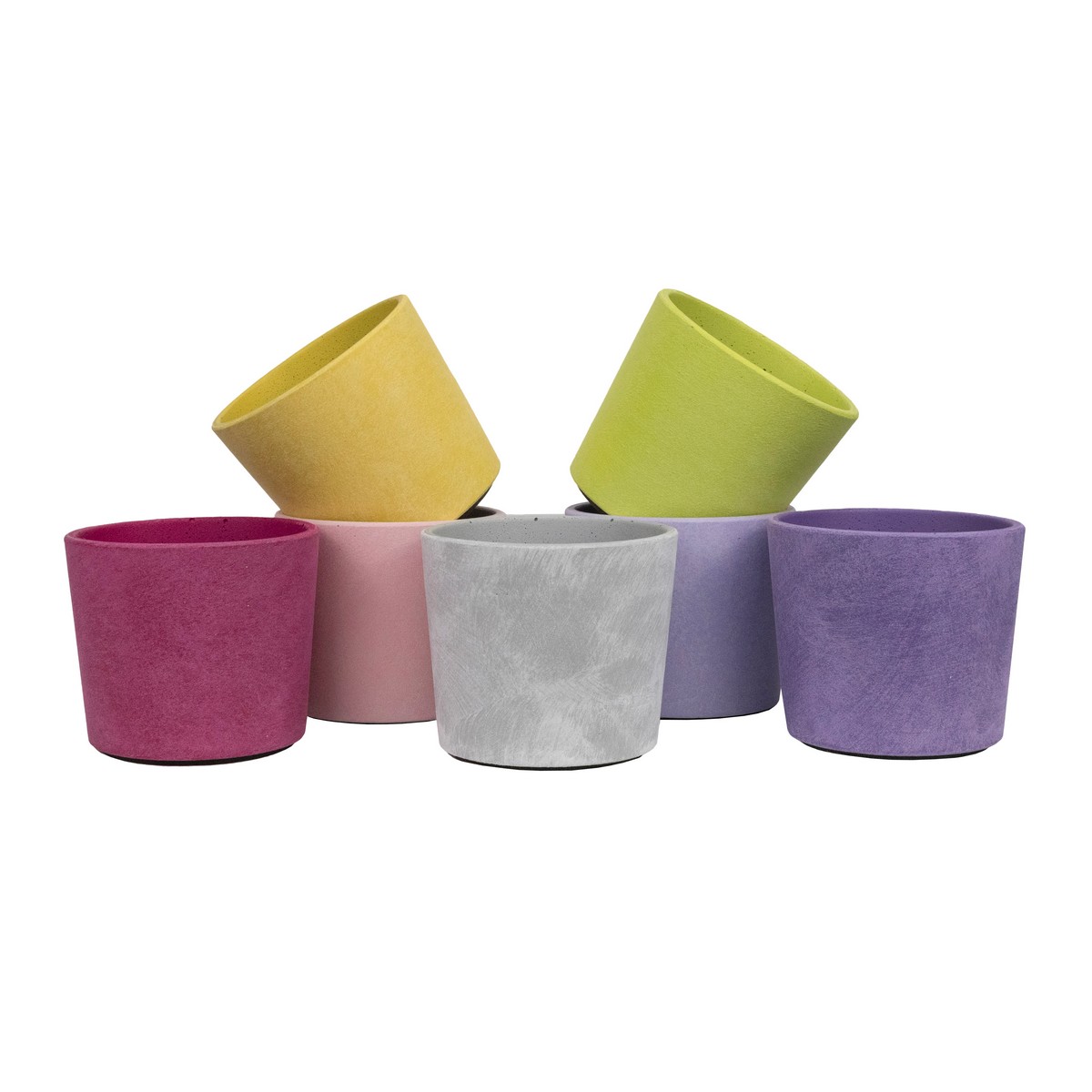 Кашпо Замша Микс яркий (бетон), D11xH10см, 0,6л, цв. в асс. в интернет-магазине флористических аксессуаров Азалия Декор