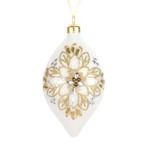 Украшение подвесное Луковица (стекло), H14x8см, кремовый в интернет-магазине флористических аксессуаров Азалия Декор