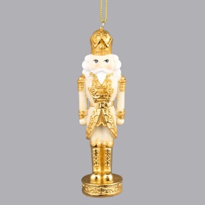 Украшение подвесное Щелкунчик (полирезин), H12x4x3см, золотой в интернет-магазине флористических аксессуаров Азалия Декор