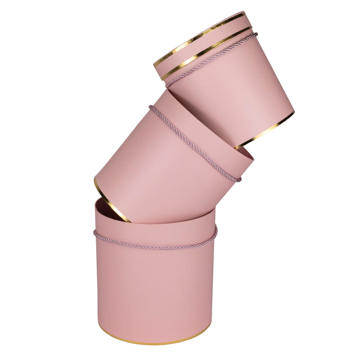 Набор коробок подарочных круглых 3шт., 23х23см, розовый в интернет-магазине флористических аксессуаров Азалия Декор