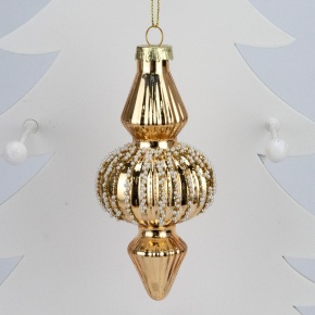 Украшение подвесное (стекло), Н13х6х6см, золотой в интернет-магазине флористических аксессуаров Азалия Декор