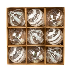 Набор шаров в тубе 9шт. (пластик), D8см, белый в интернет-магазине флористических аксессуаров Азалия Декор