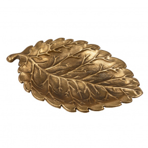 Блюдо Лист (металл), 23х13,5хH2,5см, золотой в интернет-магазине флористических аксессуаров Азалия Декор