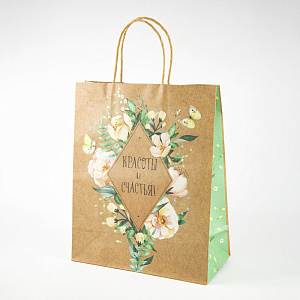 Пакет подарочный AB (крафт), 32х26х12см (в уп. 6шт.), в асс. в интернет-магазине флористических аксессуаров Азалия Декор