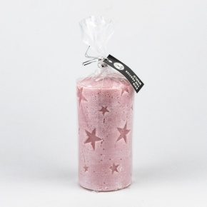 Свеча-столбик Звездопад (19 часов), D6xH10,5см, розовый в интернет-магазине флористических аксессуаров Азалия Декор
